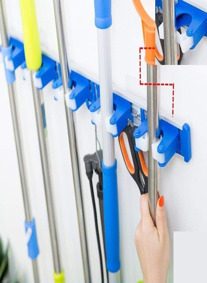 TARGET HYGIENE Aluminium Mop and Broom Holder, Multipurpose Wall Mounted Organizer Storage Hooks, Ideal Broom Hanger for Kitchen Garden - Image 1